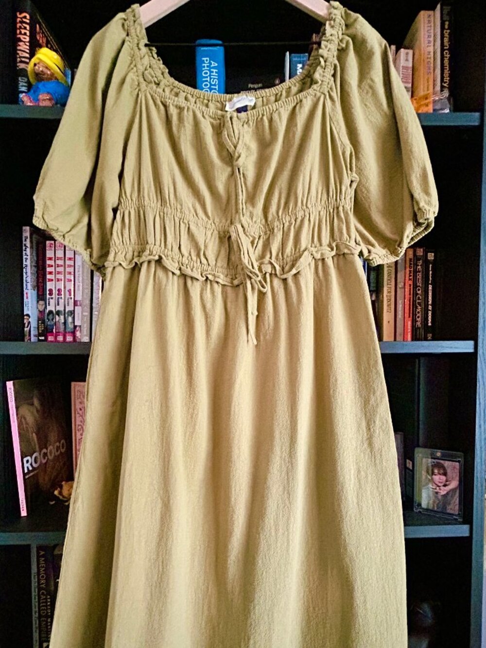 Olive Green Peasant Dress